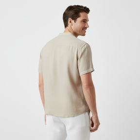 Camisa Manga Curta em Linho Masculina Sampaio®