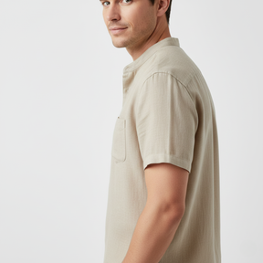 Camisa Manga Curta em Linho Masculina Sampaio®