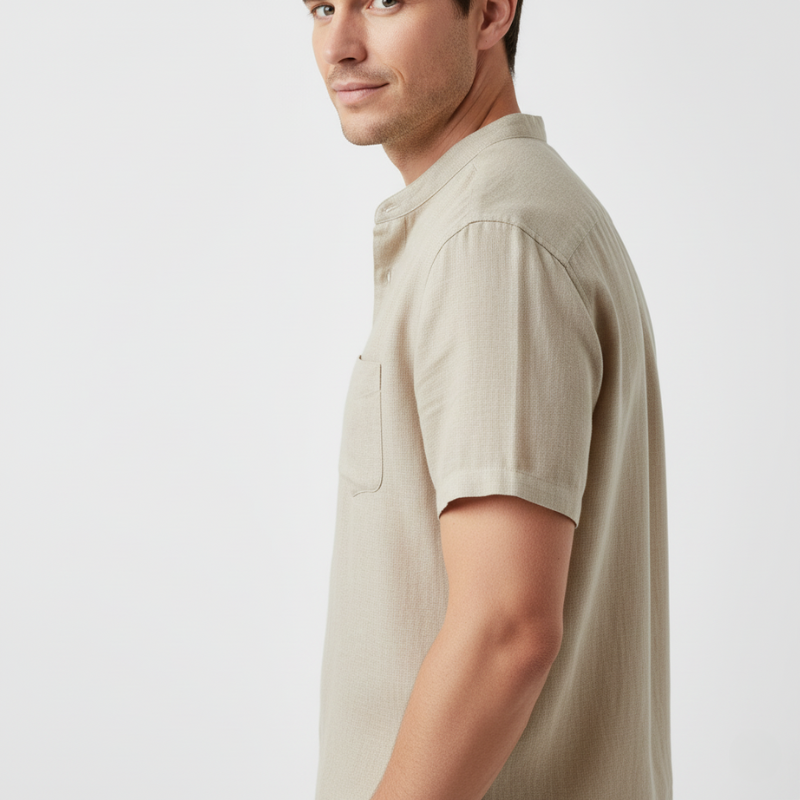 Camisa Manga Curta em Linho Masculina Sampaio®