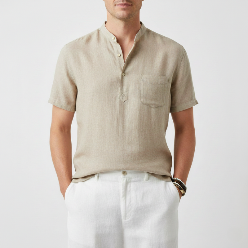 Camisa Manga Curta em Linho Masculina Sampaio®