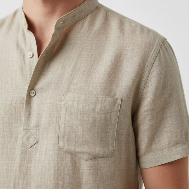 Camisa Manga Curta em Linho Masculina Sampaio®